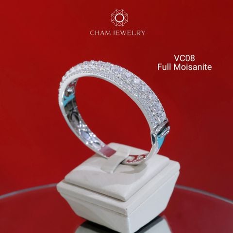 Vòng Tay VC08 CHAM JEWELRY, Vòng Full Moissanite Bản 10.0mm (Barcode OCV01).
