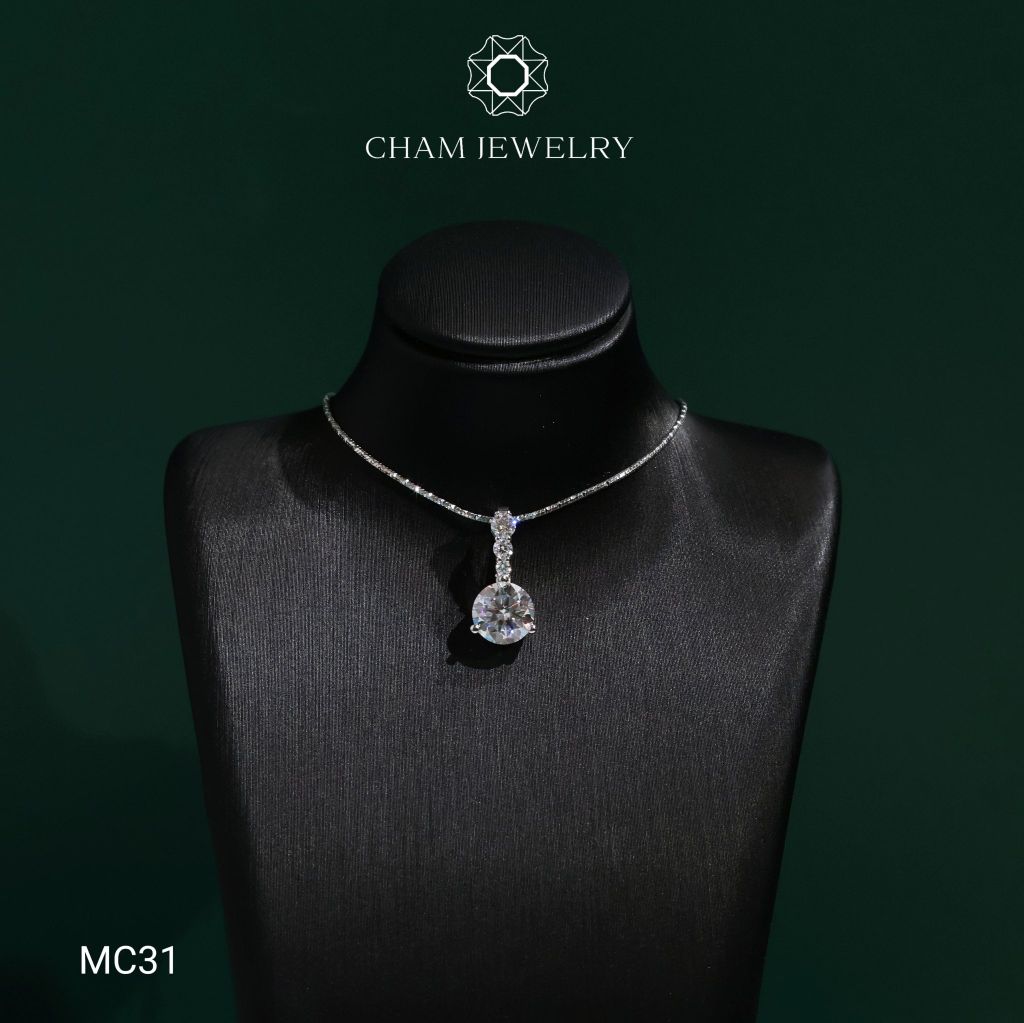 Mặt Dây Chuyền MC31 CHAM JEWELRY , Mặt HaLo Chủ 7.0mm Full Moissanite (Barcode OCM06).