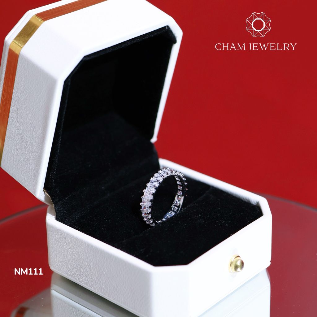 Nhẫn NM111 CHAM JEWELRY, Nhẫn Full Đá Barget 4.0mm (Barcode TNF29).
