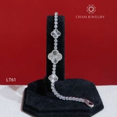 Lắc Tay LT61 CHAM JEWELRY, Lắc Tay Cỏ 4 Lá Chạm Máy Full Đá 2.5mm (Barcode TLT1416).