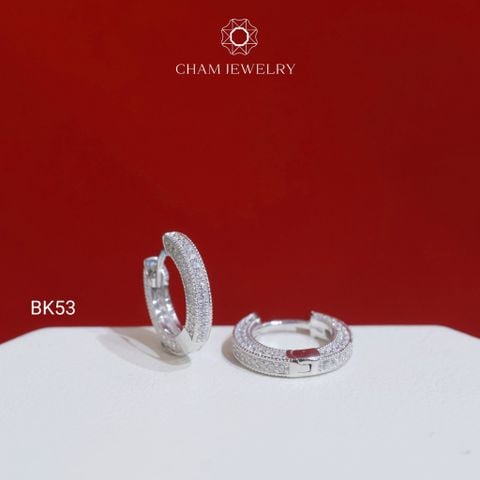 Hoa Tai BK53 CHAM JEWELRY, Hoa Tai Khoen Full Đá (Barcode TBK152).