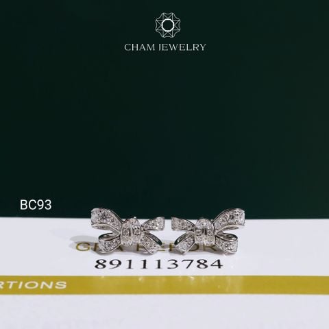 Hoa Tai BC93 CHAM JEWELRY, Hoa Tai Nơ Full Moissanite (Barcode OCB30)