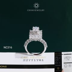 Nhẫn NC316 CHAM JEWELRY, Đá Moissanite C&C Chủ 6.0mm (Barcode OCNN159)