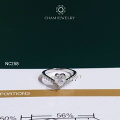Nhẫn NC258 CHAM JEWELRY, Nhẫn Full Đá Moissanite Chủ Tim 6*6mm(Barcode OCNN56)