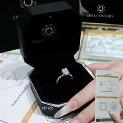 Nhẫn NC122 CHAM JEWELRY, Full Đá Moissanite Chủ 6x8mm (Barcode OHN09)