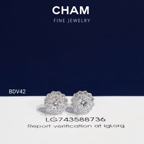 Hoa Tai BDV42 Vàng 10k Chủ 4.0mm Kim Cương Lab Grown Diamond