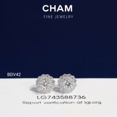 Hoa Tai BDV42 Vàng 10k Chủ 4.0mm Kim Cương Lab Grown Diamond