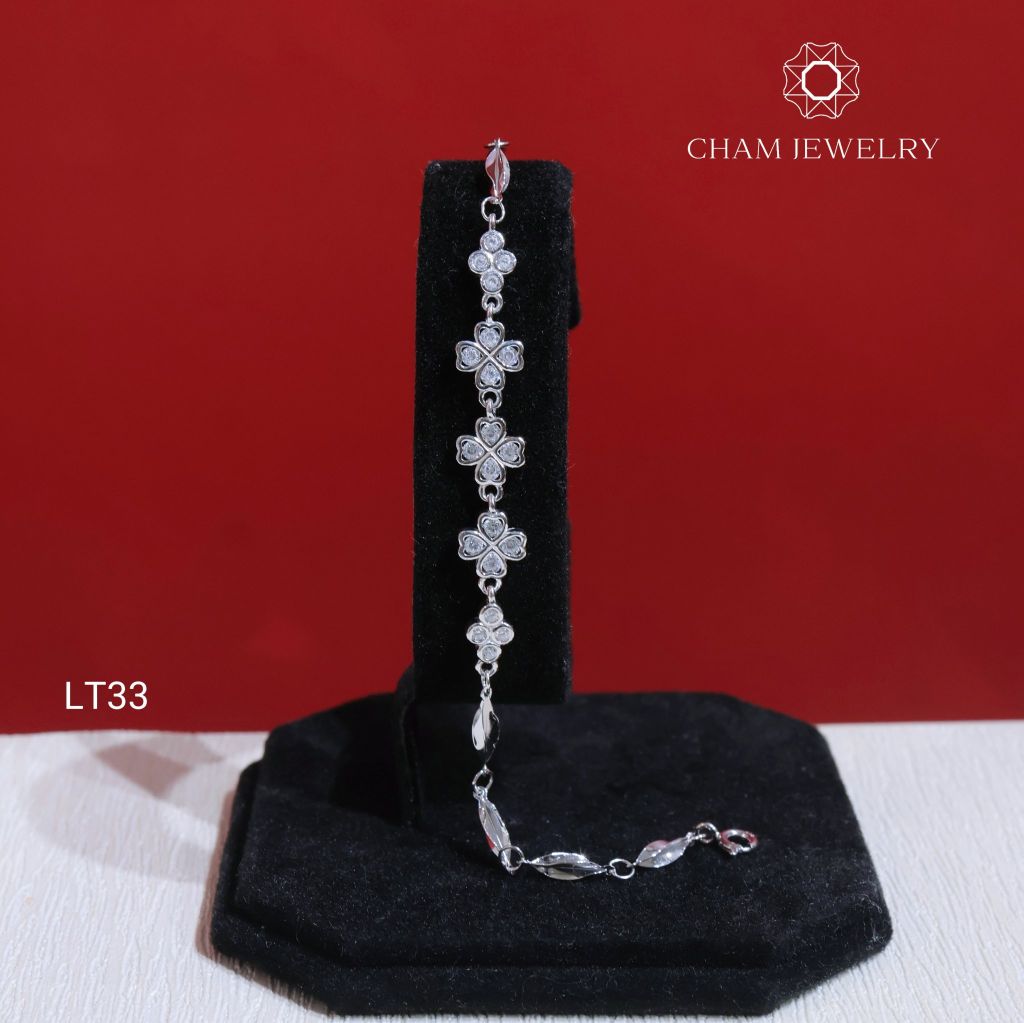Lắc Tay LT33 CHAM JEWELRY, Lắc Cỏ 4 Lá (Barcode CLACY734).