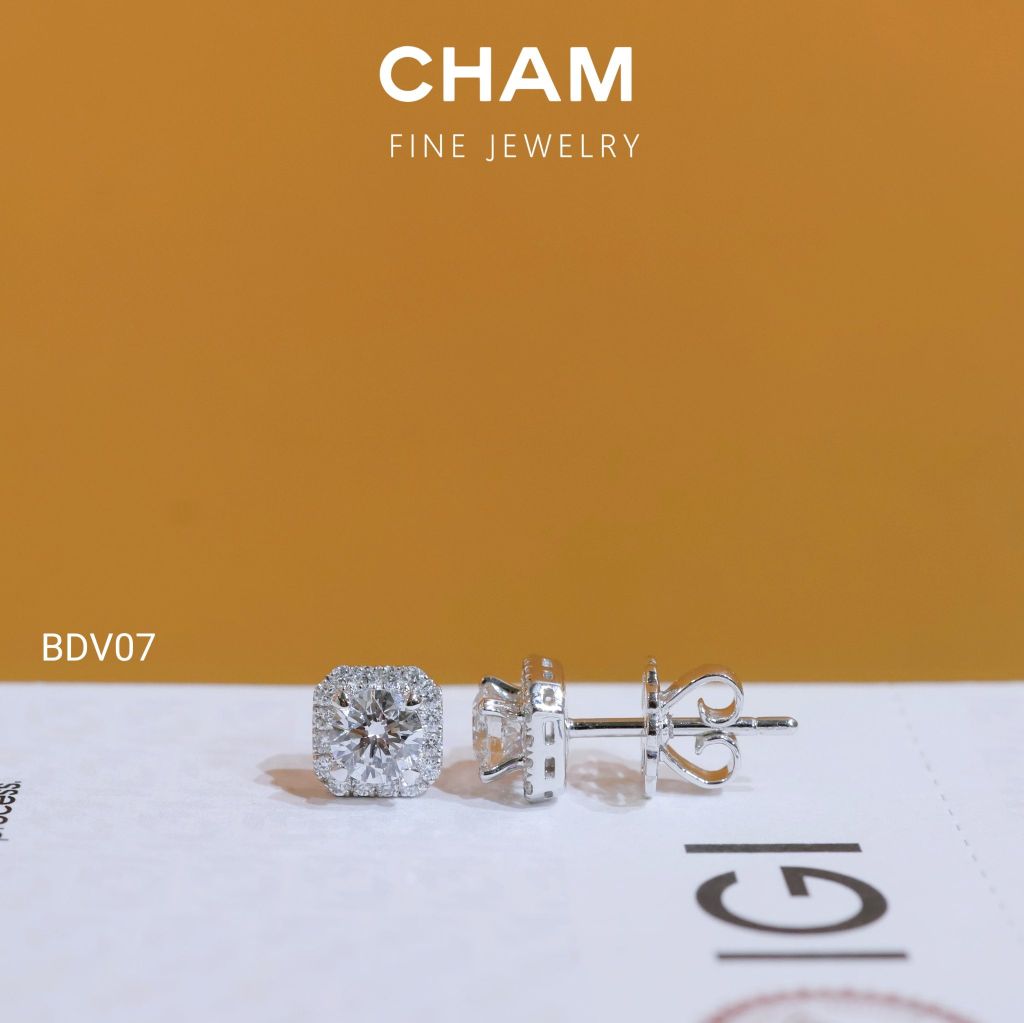 Hoa Tai BDV07 Chủ 4.5mm (Không Giấy) Vàng 10k Kim Cương Lab Grown Diamond