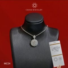 Mặt Dây Chuyền MC24 CHAM JEWELRY , Mặt Hoa Tròn Chủ Moissanite 6.0mm (Barcode TVM73).