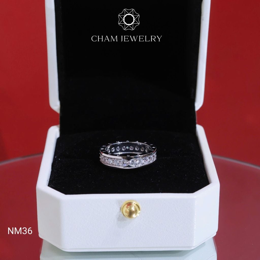 Nhẫn NM36 CHAM JEWELRY, Nhẫn Full Đá Bản 4.5mm (Barcode CN7117).