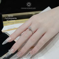 Nhẫn NC53 CHAM JEWELRY, Full Kim Cương Moissanite Chủ 4.5mm (Barcode ONNU47).