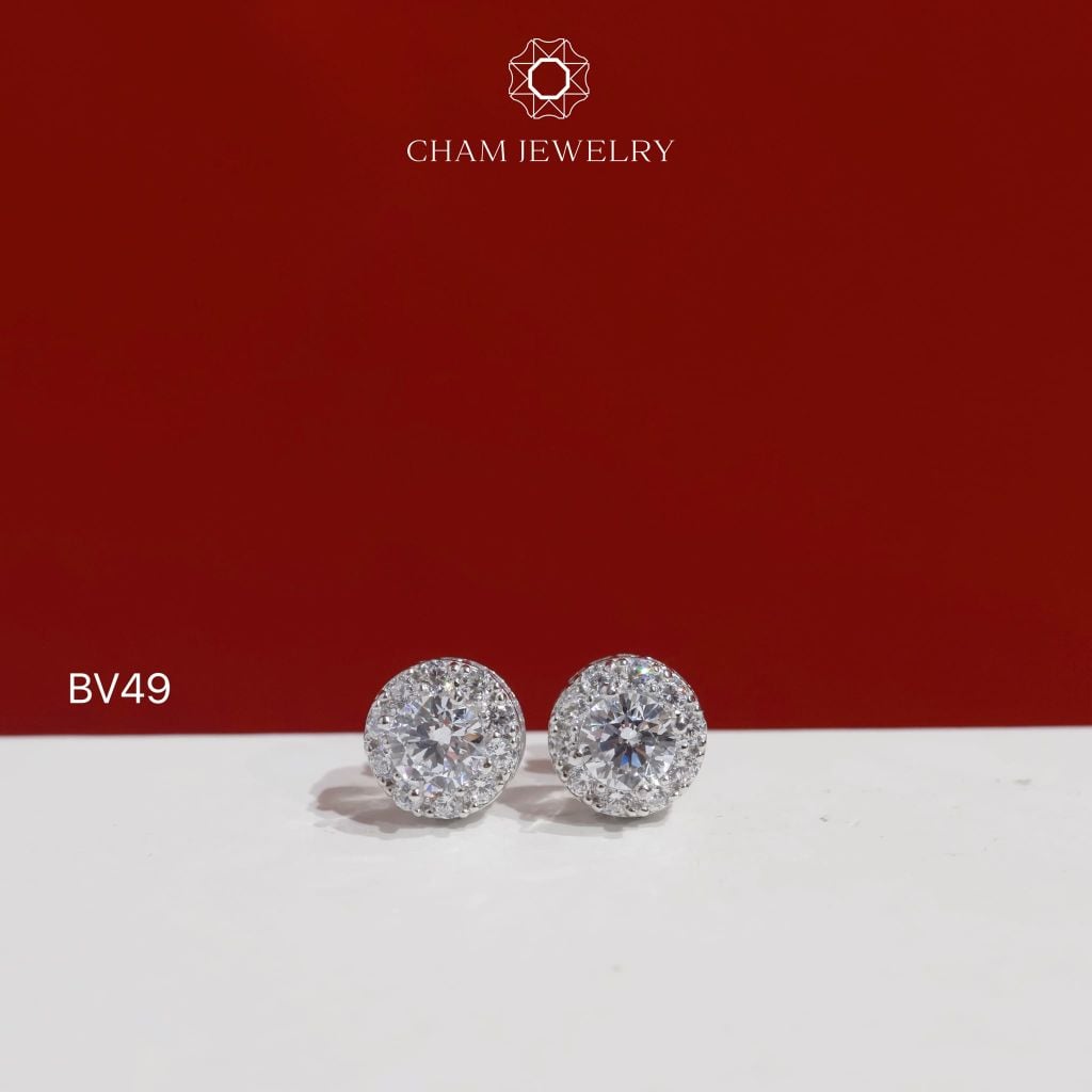 Hoa Tai BV49 CHAM JEWELRY , Chủ 5.0mm ( Barcode TBV542).