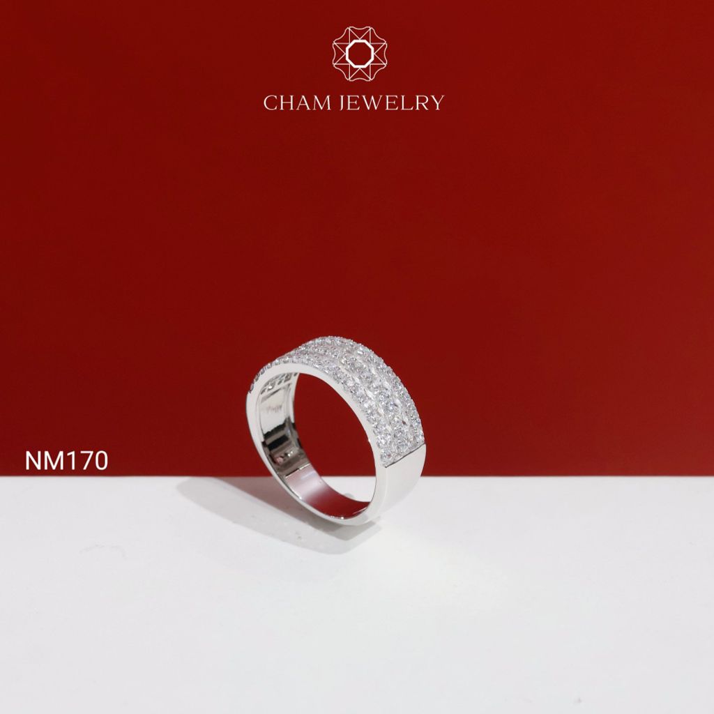 Nhẫn NM170 CHAM JEWELRY, Nhẫn Kiểu Full Đá Bản 7.5mm (Barcode NNH152).