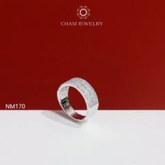 Nhẫn NM170 CHAM JEWELRY, Nhẫn Kiểu Full Đá Bản 7.5mm (Barcode NNH152).