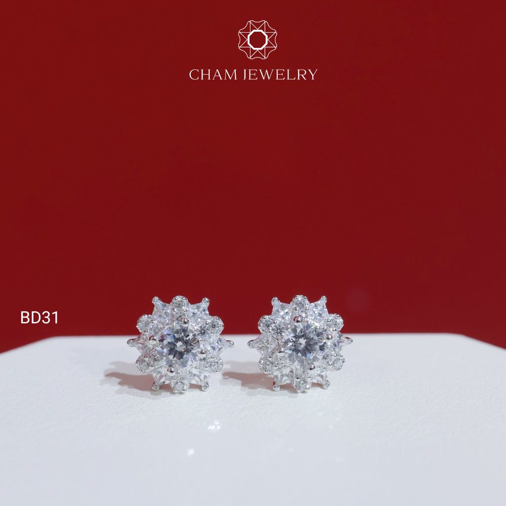 Hoa Tai BD31 CHAM JEWELRY , Chủ 4.0mm ( Barcode TBD1492).