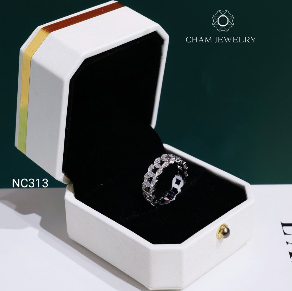 Nhẫn NC313 CHAM JEWELRY, Nhẫn Kim Tiền Full Đá Moissanite (Barcode OCNN147)
