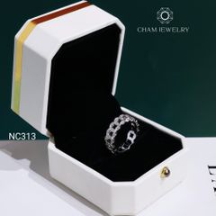 Nhẫn NC313 CHAM JEWELRY, Nhẫn Kim Tiền Full Đá Moissanite (Barcode OCNN147)
