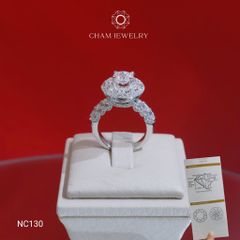 Nhẫn NC130 CHAM JEWELRY, Full Đá Moissanite Chủ 6.5mm (Barcode OTN05)
