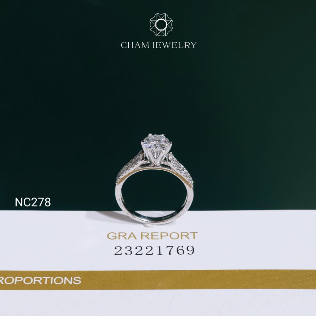 Nhẫn NC278 CHAM JEWELRY, Nhẫn Full Đá Moissanite Chủ 6.5mm(Barcode OCNN74)