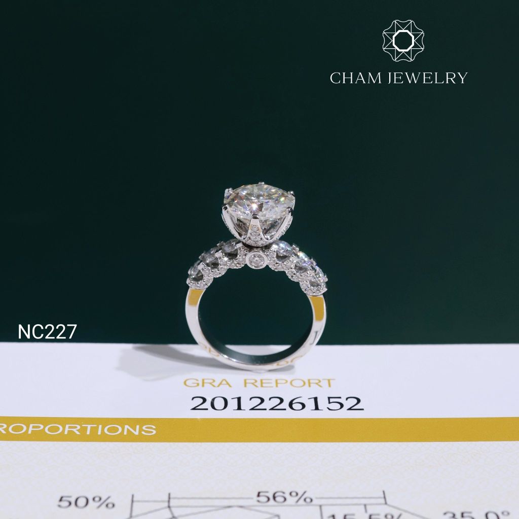 Nhẫn NC227 CHAM JEWELRY, Nhẫn Full Đá Moissanite Chủ 10.0mm (Barcode OCNN87)