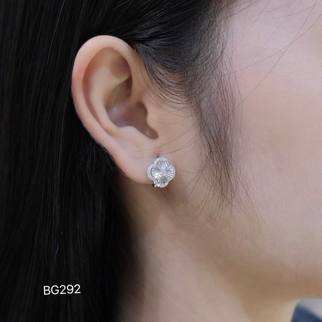 Hoa Tai BG292 CHAM JEWELRY, Cỏ 4 Lá Bản 9.0mm (Barcode TBG929).