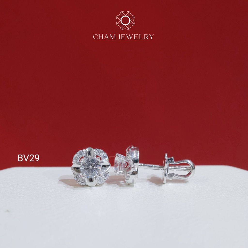 Hoa Tai CHAM JEWERLY  BV29, Hoa 4 Cánh, Chủ 4.0mm (Barcode TBV235)