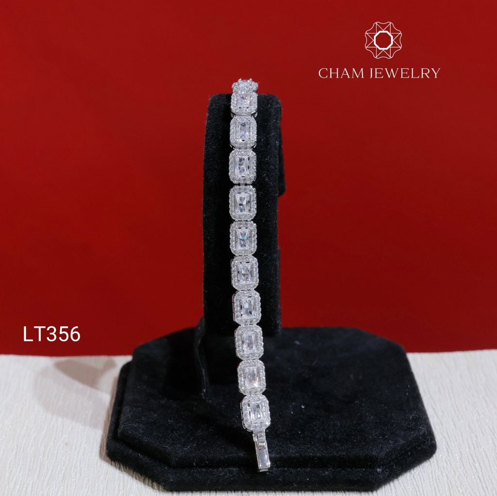 Lắc Tay LT356 CHAM JEWELRY , Lắc Chữ Nhật Viền Tấm (Barcode KLT57).