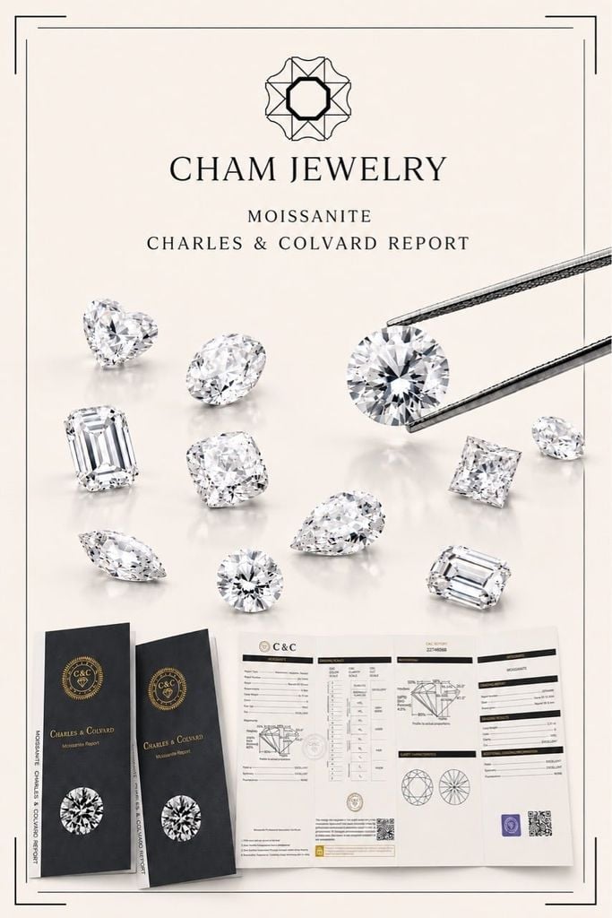 Nhẫn NC309 CHAM JEWELRY, Đá Moissanite C&C Chủ 7.2mm (Barcode OCNN117)