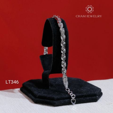 Lắc Tay LT346 CHAM JEWELRY , Xoắn Vuông 5.0mm Charm Trái Tim (Barcode TLBC794).