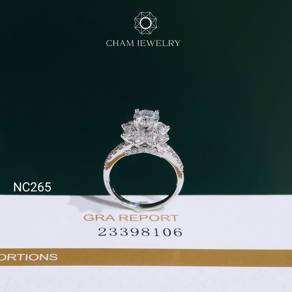 Nhẫn NC265 CHAM JEWELRY, Nhẫn Full Đá Moissanite Chủ 6.0mm (Barcode OCNN97)