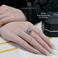 Nhẫn NC91 CHAM JEWELRY, Full Đá Moissanite, Chủ 6.3mm (Barcode ONNU49)