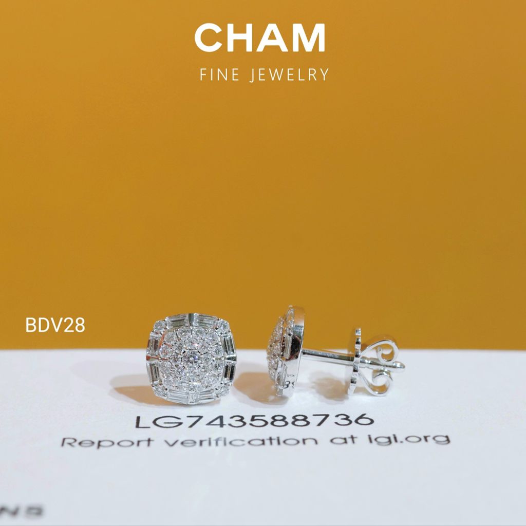 Hoa Tai BDV28 Vàng 10k Kim Cương Lab Grown Diamond