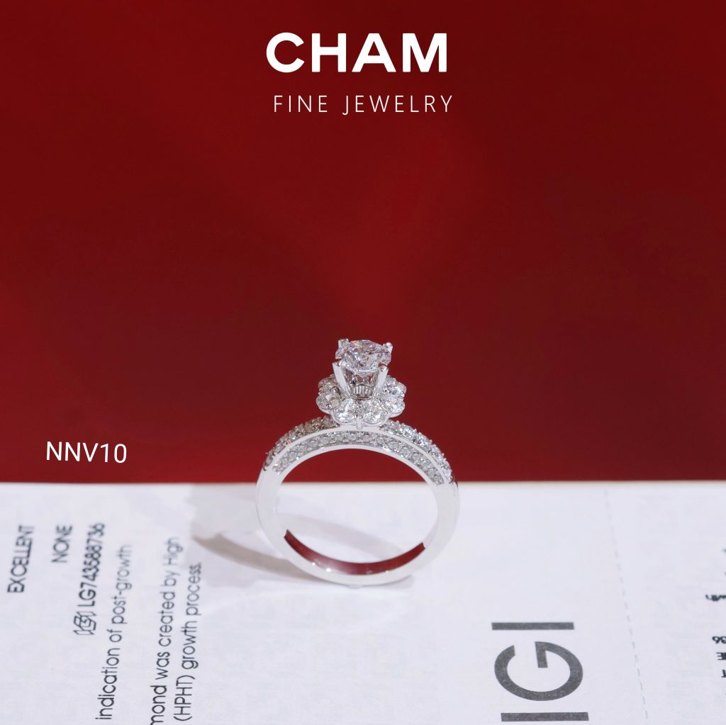 Nhẫn Nữ NNV10 Vàng 10k Chủ 5.4mm Kim Cương Lab Grown Diamond
