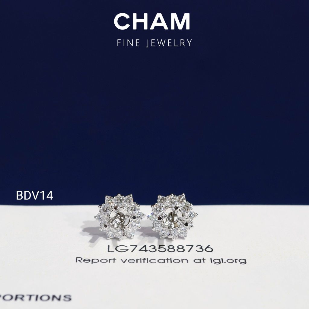 Hoa Tai BDV14 Vàng 10k Kim Cương Lab Grown Diamond