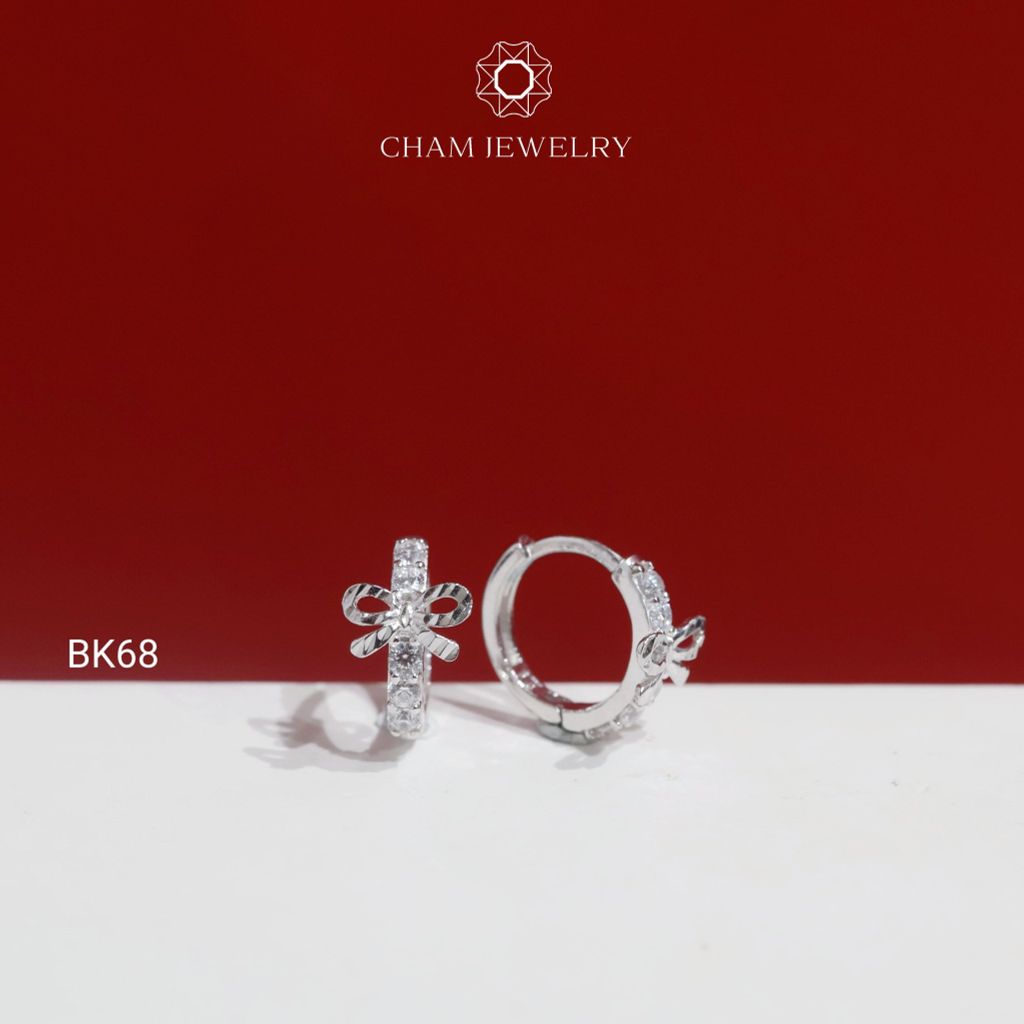 Hoa Tai BK68 CHAM JEWELRY, Hoa Tai Khoen Kiểu Nơ (Barcode TBK249).