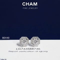 Hoa Tai BDV40 Vàng 10k Chủ 4.0mm Kim Cương Lab Grown Diamond
