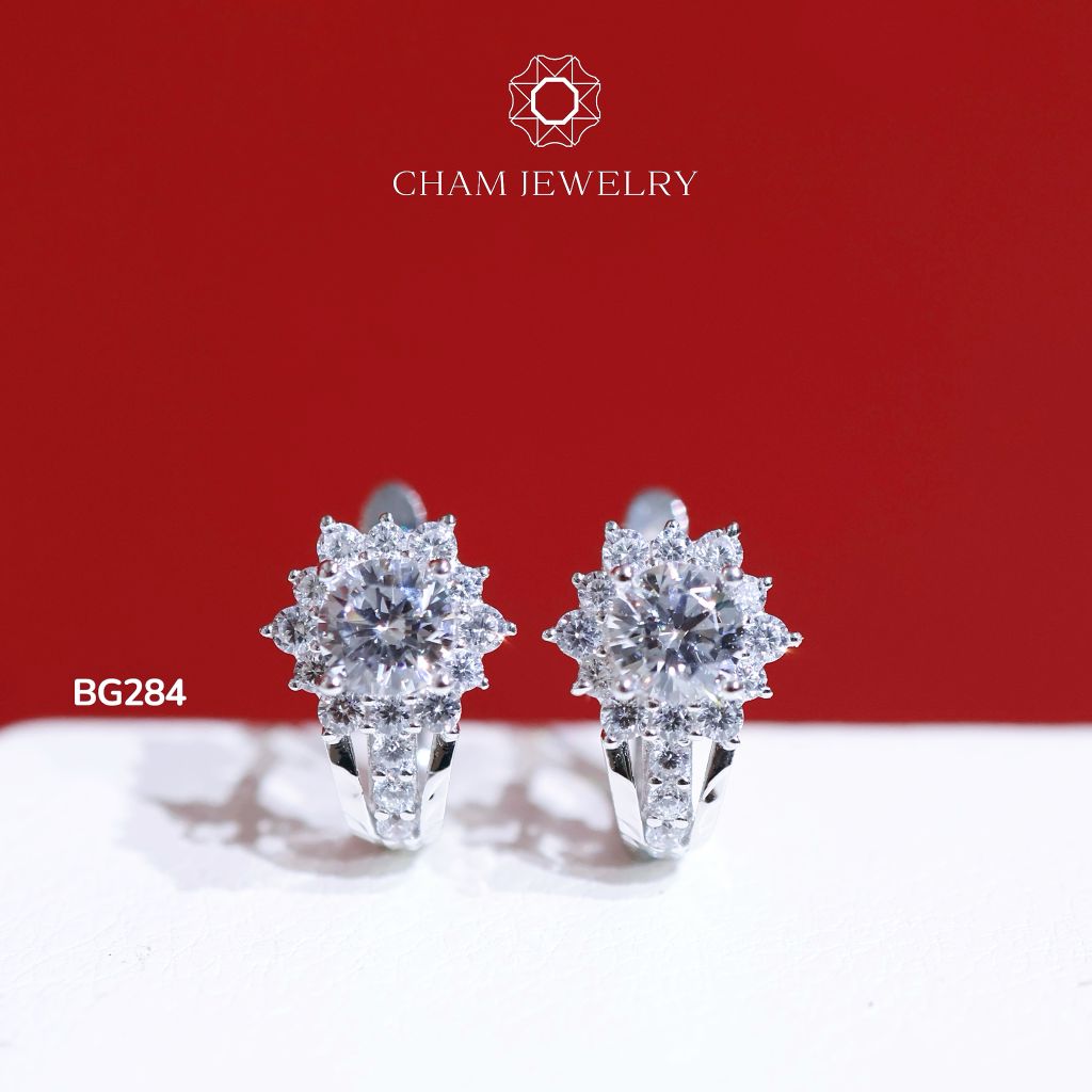 Hoa Tai BG284 CHAM JEWELRY, Xoàn Hoa Chủ 5.0mm (Barcode TBG860)