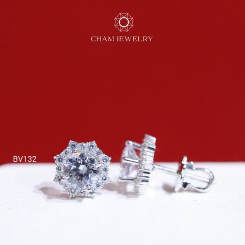 Hoa Tai CHAM JEWELRY BV132, Viên Chủ 6.5mm ( Barcode TBV391).