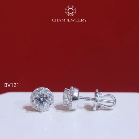 Hoa Tai BV121 CHAM JEWWLRY, Chủ 4.0mm (Barcode TBV26 ).