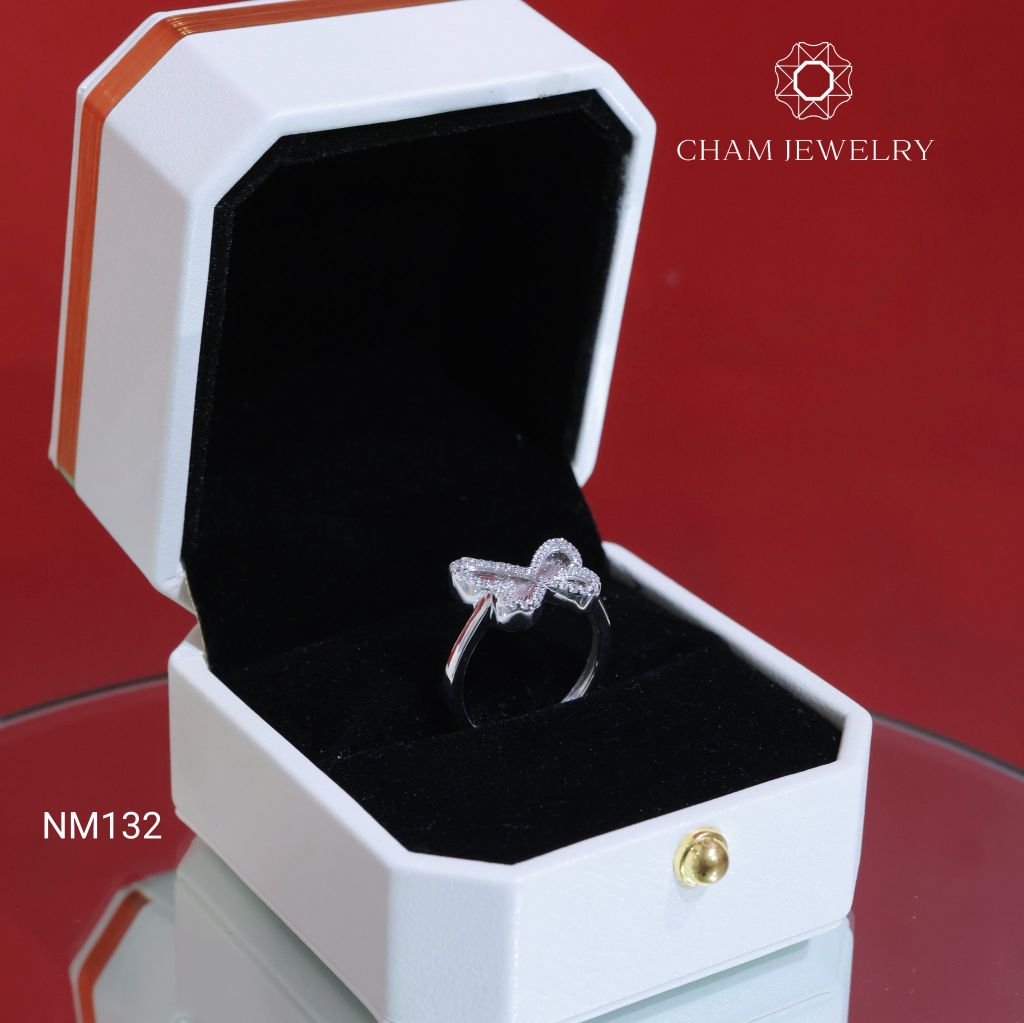 Nhẫn NM132 CHAM JEWELRY, Nhẫn Bướm Chạm Máy Bản 12.0mm (Barcode CNN140)