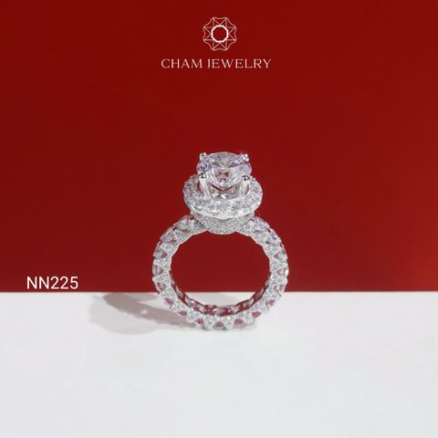 Nhẫn NN225 CHAM JEWELRY, Đai Full Đá Chủ 9.0mm( Barcode TNN679).