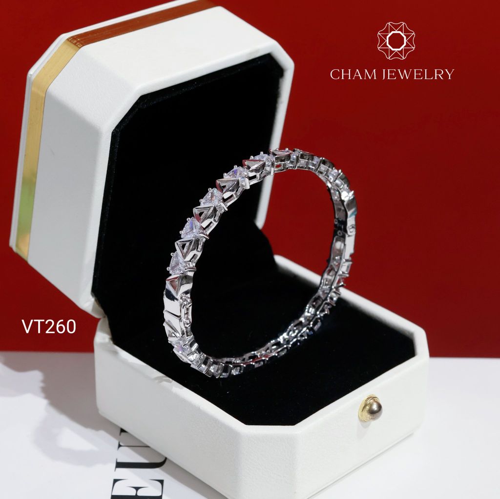 Vòng Tay CHAM JEWELRY VT260, Vòng Kiểu Đá Tam Giác Bản 5.0mm (Barcode PVH380)
