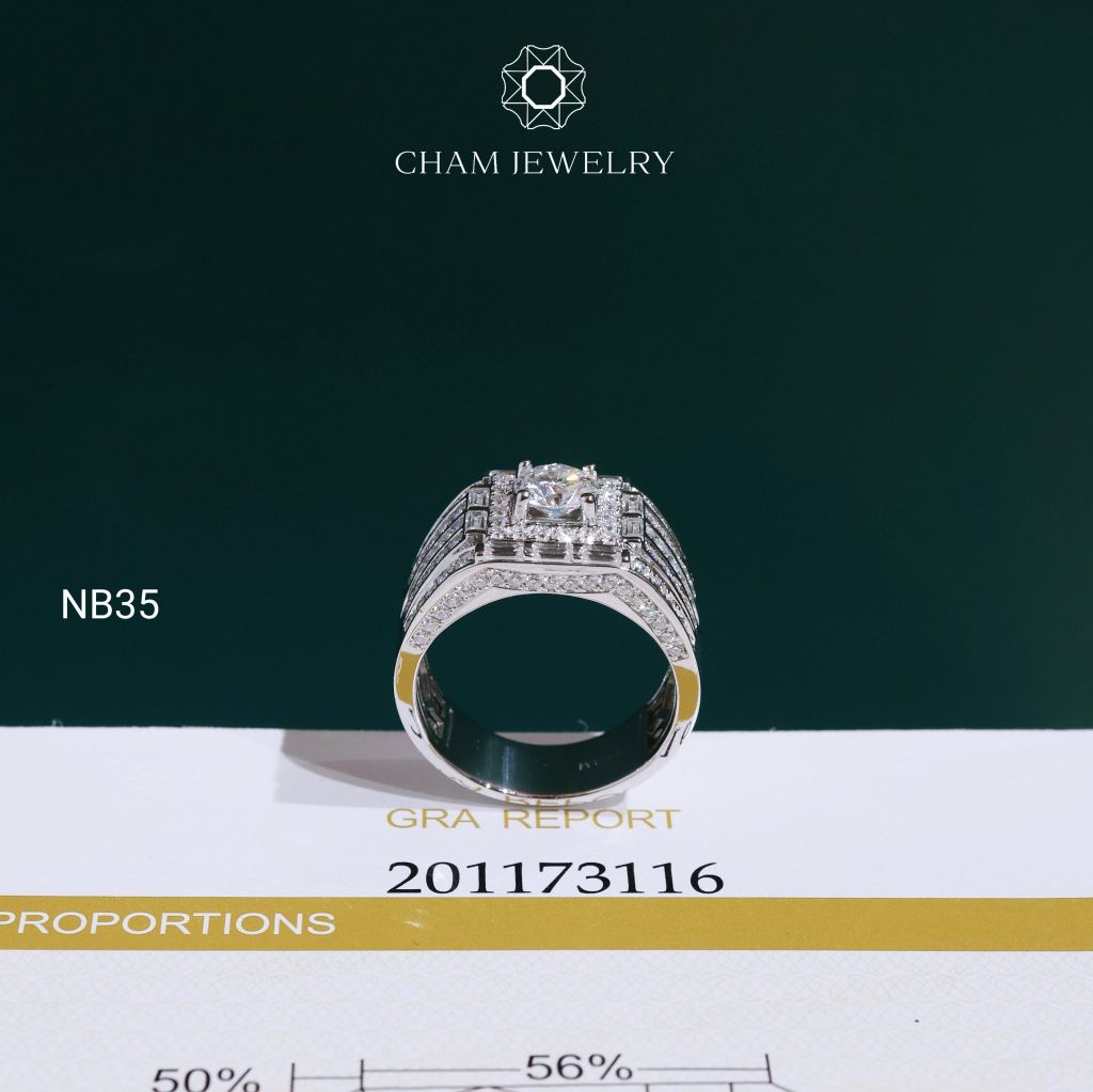 Nhẫn Nam NB35 CHAM JEWELRY, Full Moissanite Chủ 6.3mm (Barcode ONNA70)