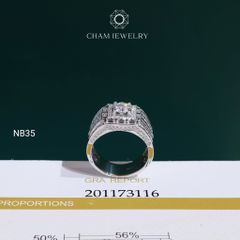 Nhẫn Nam NB35 CHAM JEWELRY, Full Moissanite Chủ 6.3mm (Barcode ONNA70)