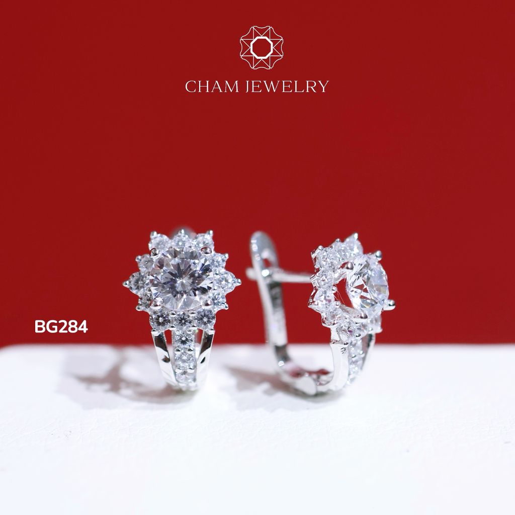 Hoa Tai BG284 CHAM JEWELRY, Xoàn Hoa Chủ 5.0mm (Barcode TBG860)