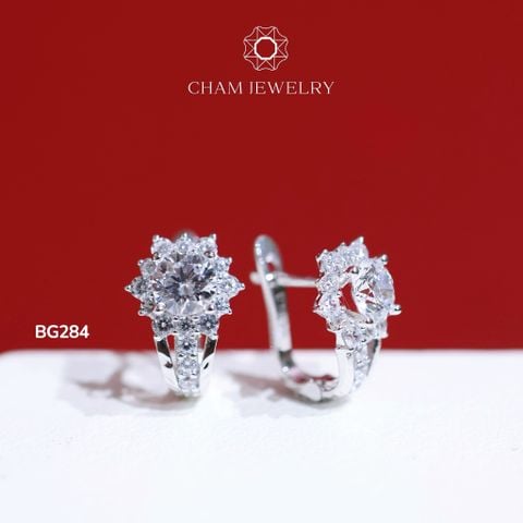 Hoa Tai BG284 CHAM JEWELRY, Xoàn Hoa Chủ 5.0mm (Barcode TBG860)