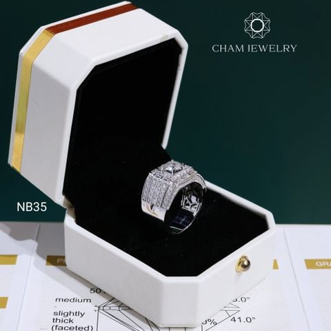 Nhẫn Nam NB35 CHAM JEWELRY, Full Moissanite Chủ 6.3mm (Barcode ONNA70)