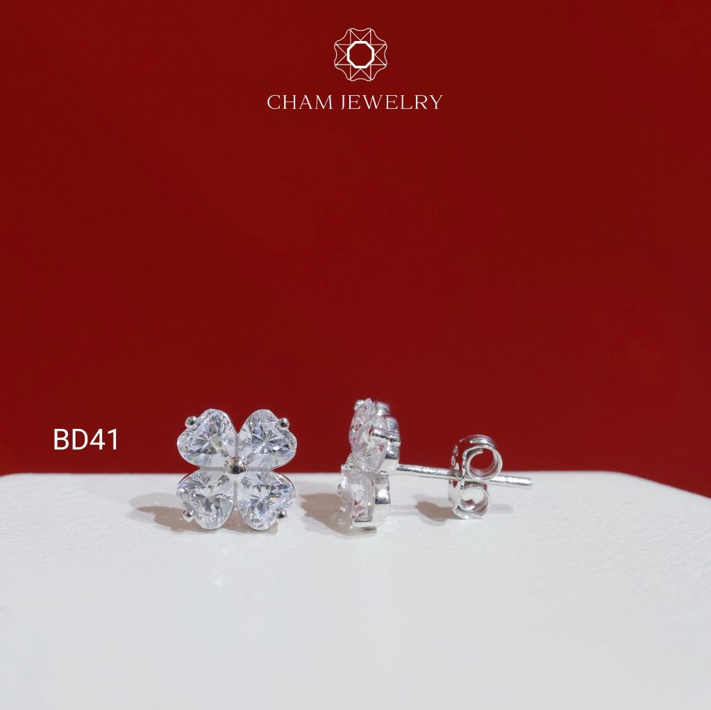 Hoa Tai BD41 CHAM JEWELRY, Hoa Tai Cỏ 4 Lá  (Barcode TBD1586).