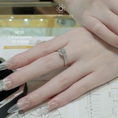 Nhẫn NC51 CHAM JEWELRY, Full Kim Cương Moissanite 4.5mm (Barcode ONNU01).